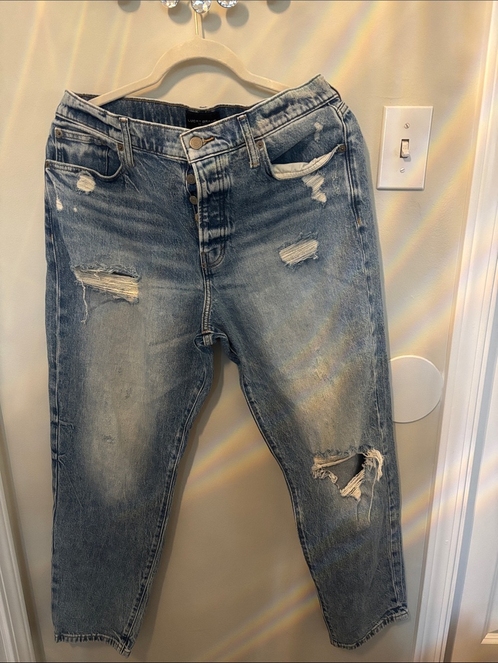 Lucky Brand Light Blue Distressed Boyfriend Jeans